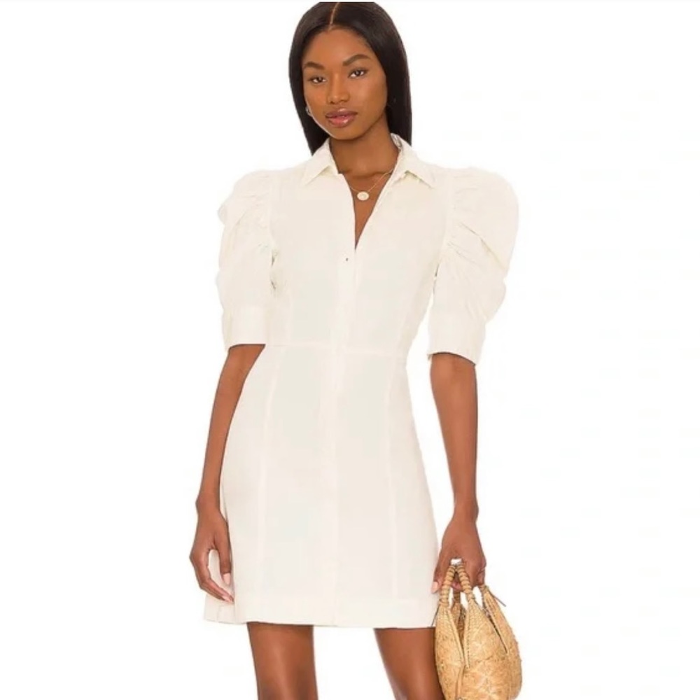 NWT - Frame Gillian Puff Sleeve Dress in Ecru